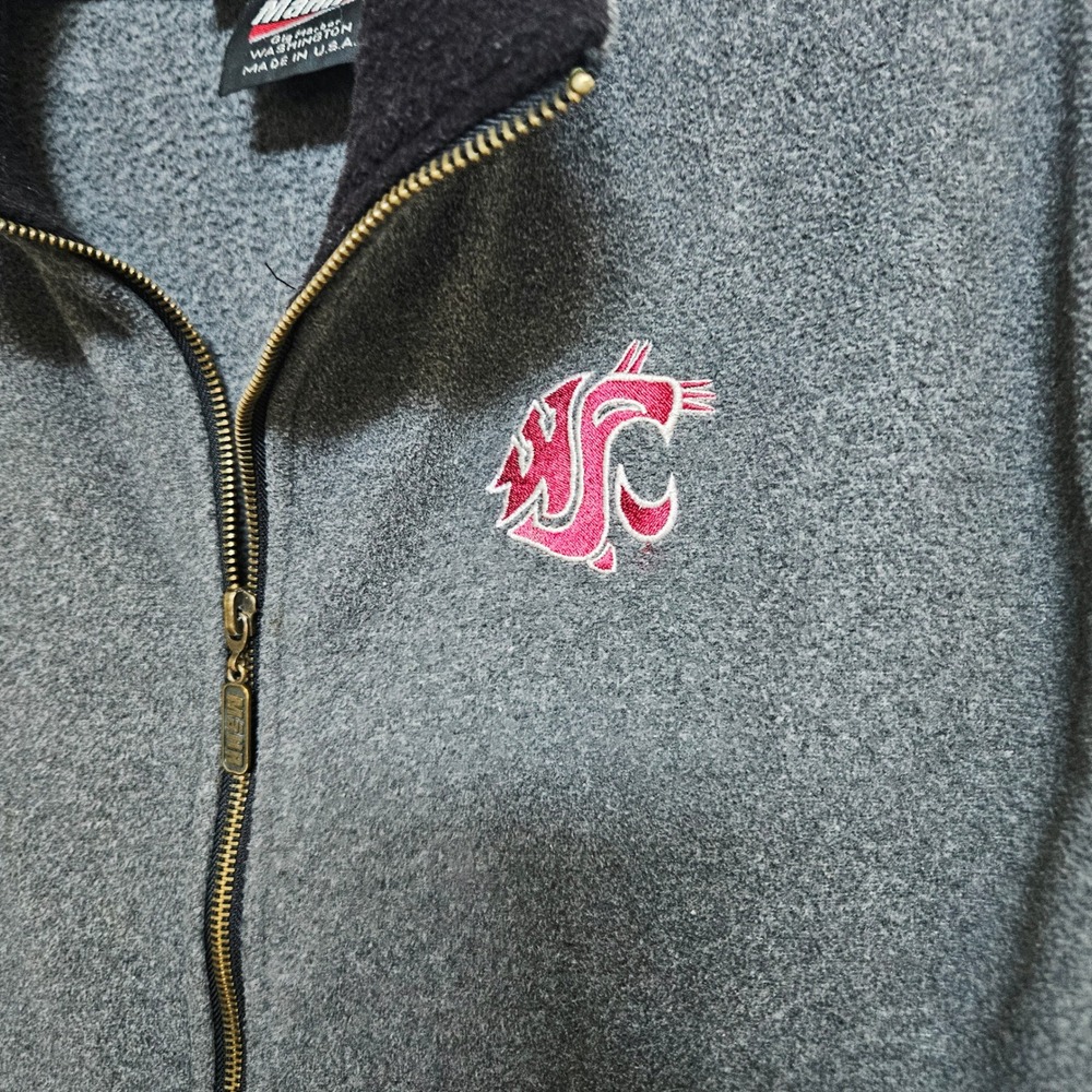 Vintage Mahr WSU Cougars Fleece Vest Gray Full Zip Made in USA Small - Picture 4 of 7
